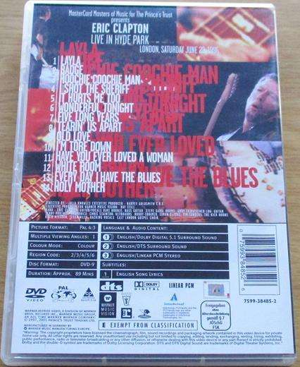 ERIC CLAPTON Live at Hyde Park DVD