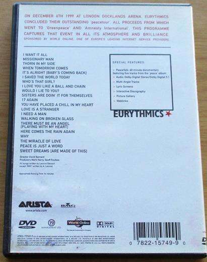 EURYTHMICS Peacetour DVD
