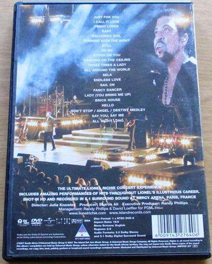 LIONEL RICHIE Live and Greatest Hits and More DVD