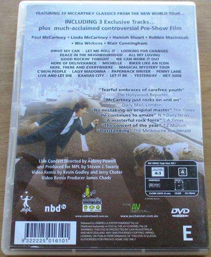 PAUL McCARTNEY Paul is Live in Concert on the New World Tour DVD REGION 4 DVD