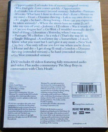 PET SHOP BOYS Pop Art The Videos DVD