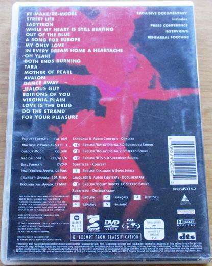 ROXY MUSIC Live at the Apollo DVD