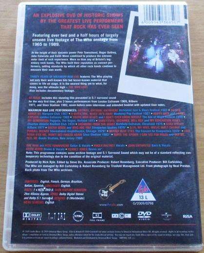 THE WHO Maximum R&B Live DVD