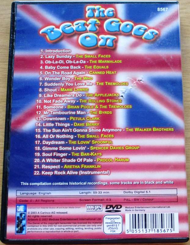 THE BEAT GOES ON DVD The Byrds Procol Harum Rolling Stones The Small Faces