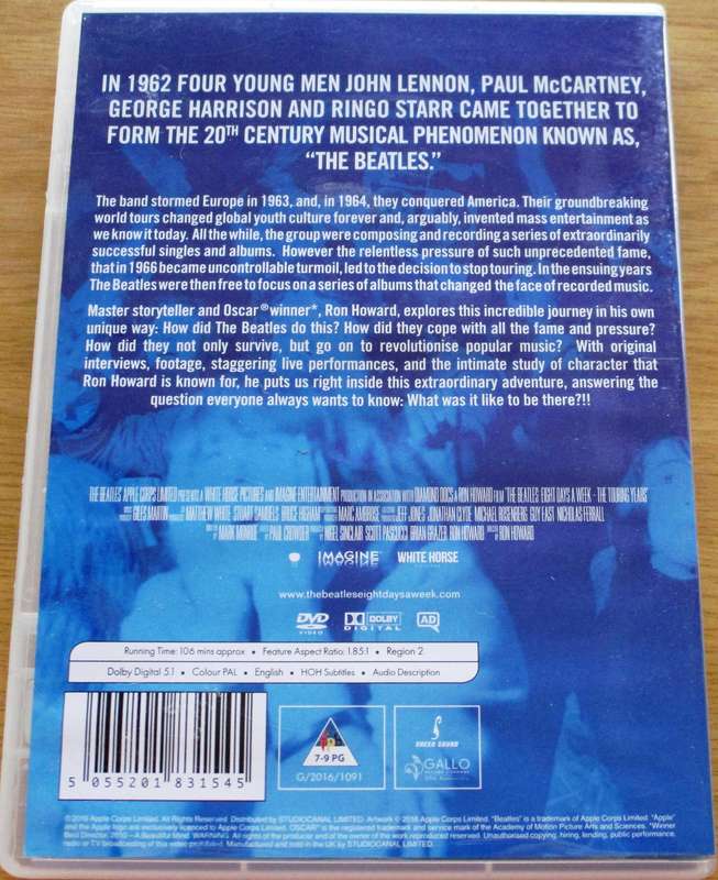 THE BEATLES Eight Days a Week The Touring Years DVD