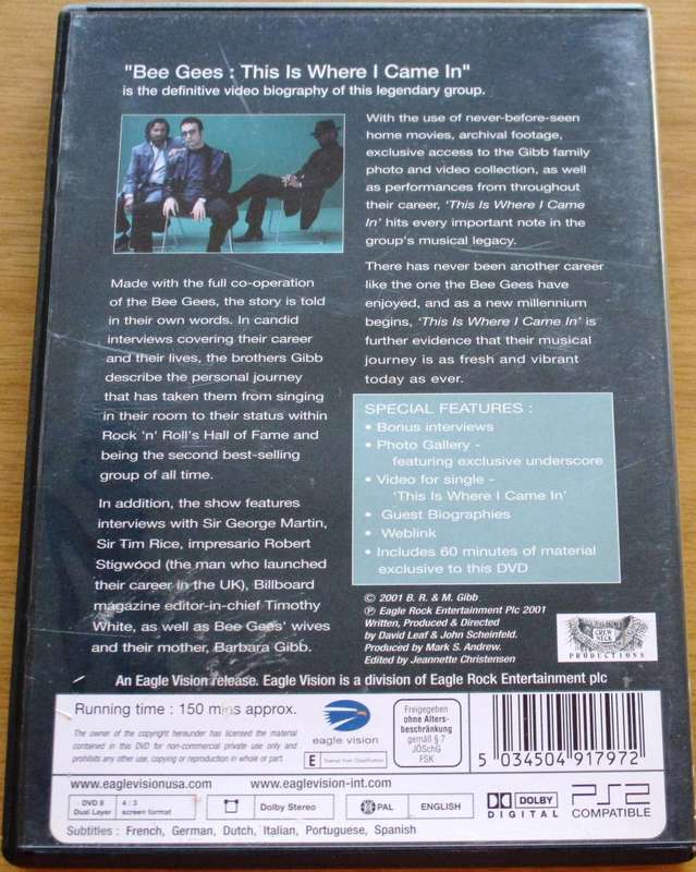 BEE GEES This Is Where I Came IN The Official Story plus videos DVD