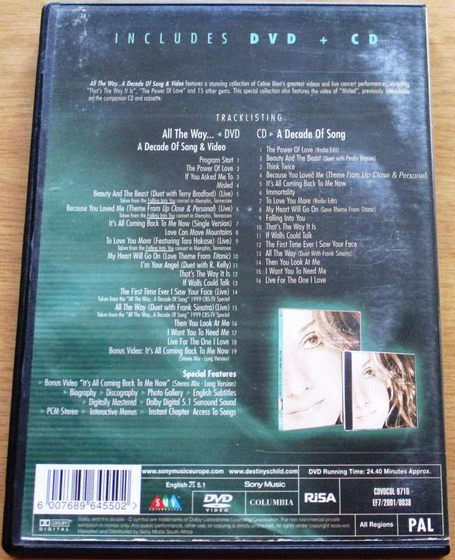 CELINE DION All the Way... A Decade of Song & Video CD+DVD