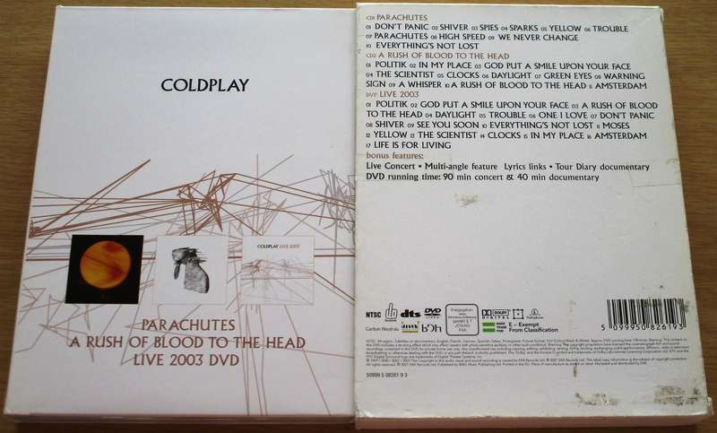 COLDPLAY Parachutes CD + A Rush of Blood to the Head CD+ Live 2003 DVD