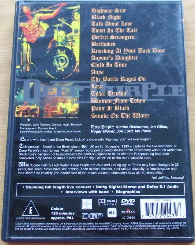 DEEP PURPLE Come Hell or High Water DVD