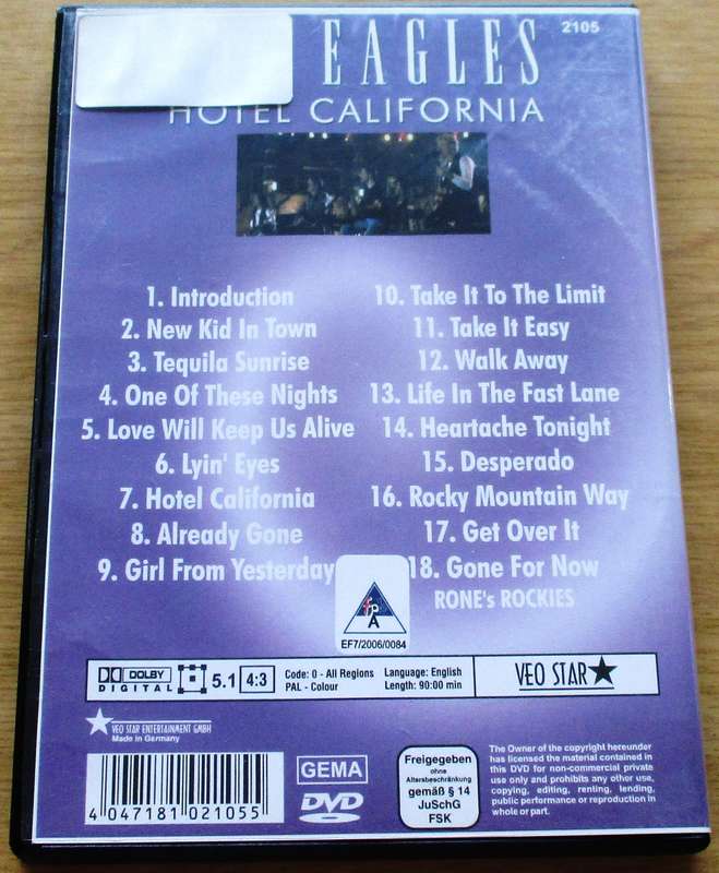 THE EAGLES Hotel California DVD