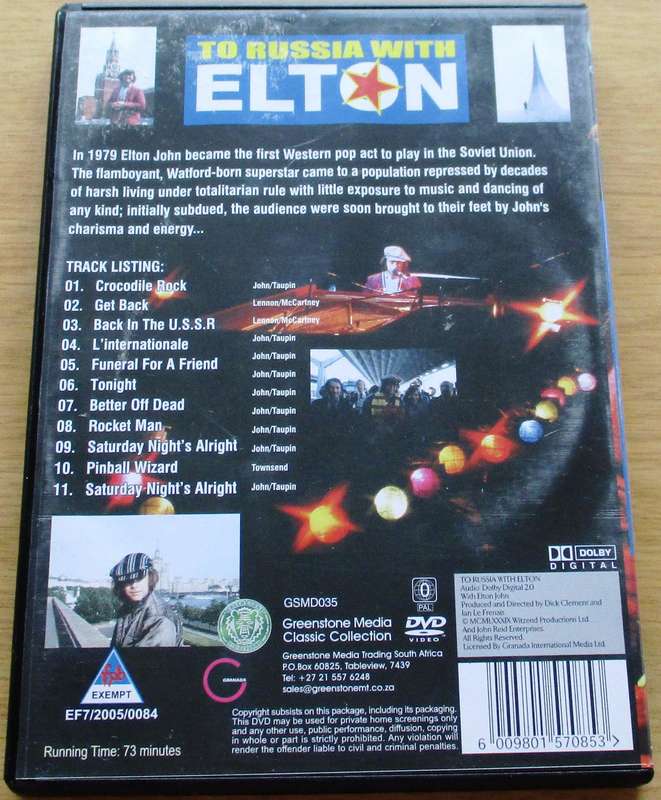 ELTON JOHN To Russia with Elton DVD