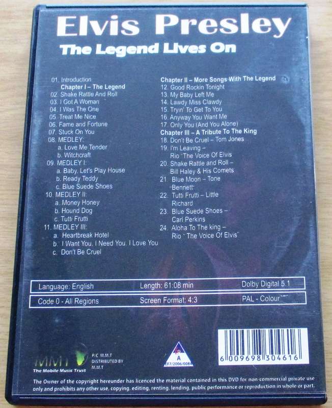 ELVIS The Legend Lives On DVD