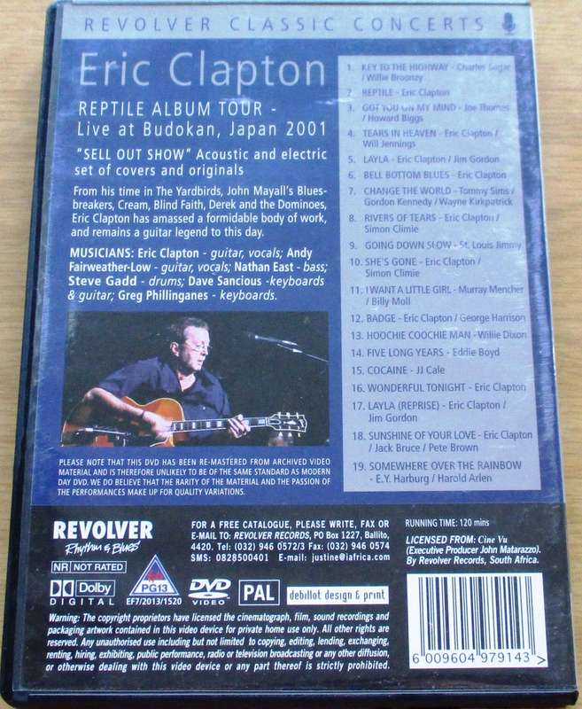 ERIC CLAPTON Reptile Album Tour DVD