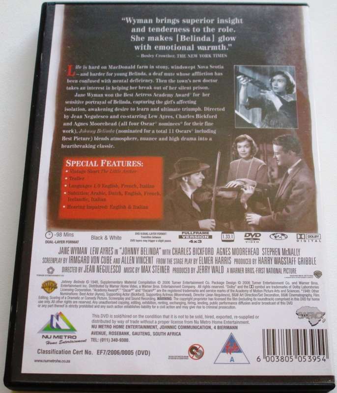 JOHNNY BELINDA Jane Wyman Lew Ayres DVD  [BBOX 15]