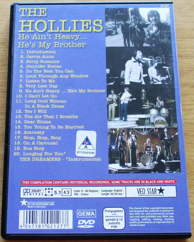 THE HOLLIES He Aint Heavy He's my Brother DVD