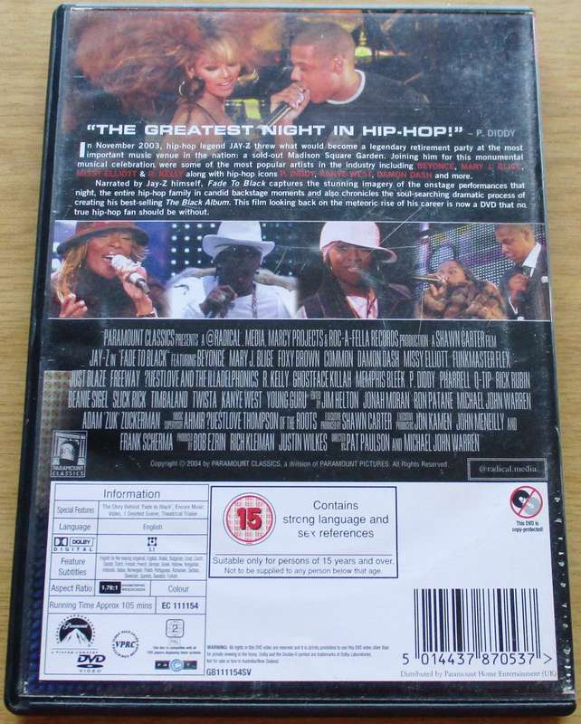 JAY Z Fade to Black DVD