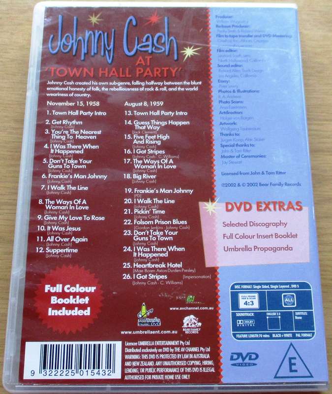 JOHNNY CASH At Town Hall Party DVD