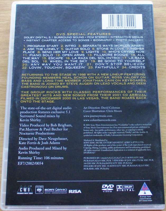 JOURNEY 2001 DVD