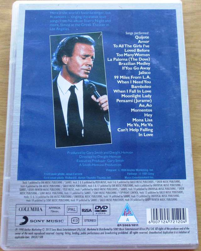JULIO IGLESIAS Starry Night DVD
