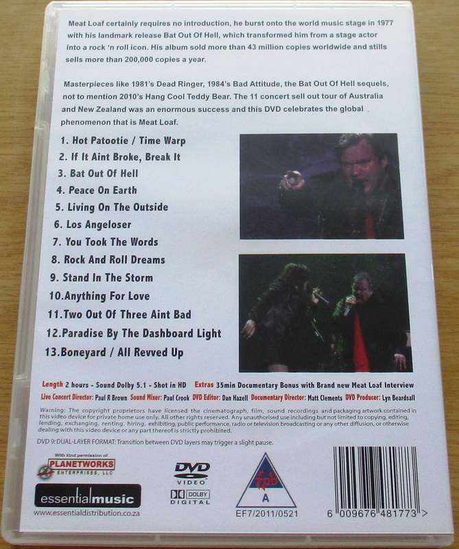 MEAT LOAF The Guilty Pleasure Tour DVD