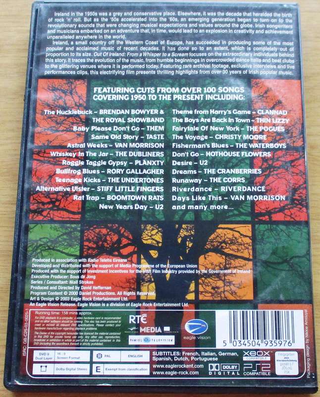 OUT OF IRELAND The Hit Songs & Artists of Irish Music DVD U2 The Pogues Cranberries Thin Lizzy