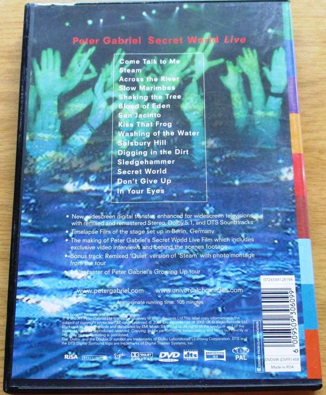 PETER GABRIEL Secret World Live DVD
