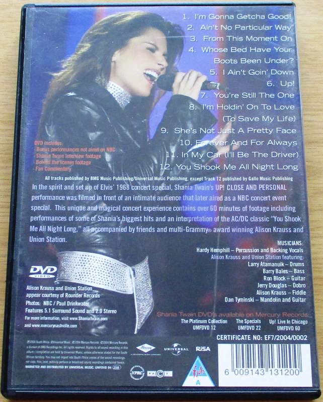 SHANIA TWAIN Up Close and Personal DVD