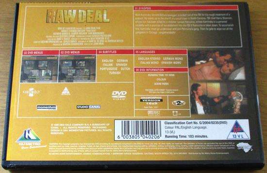 RAW DEAL Schwarzenegger DVD  [BBOX 11]