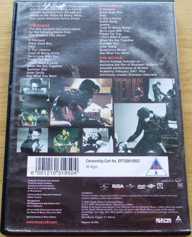TEXAS Paris DVD
