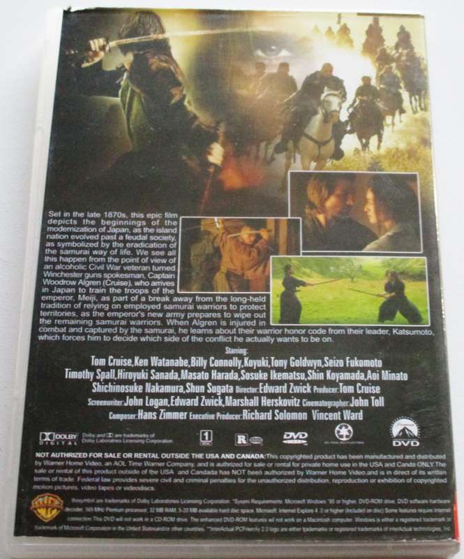 THE LAST SAMURAI 1 Disc Tom Cruise DVD [BBOX 1]