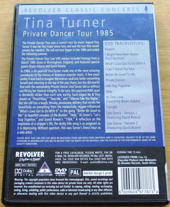 TINA TURNER Private Dancer Tour 1985 DVD