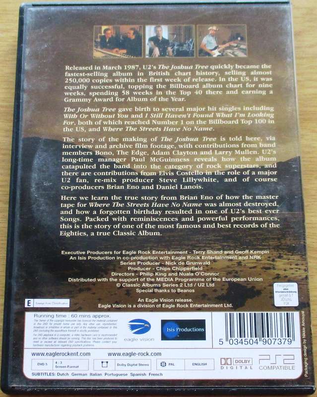U2 The Joshua Tree Classic Albums DVD