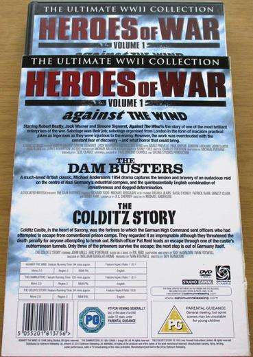 HEROES OF WAR Against the Wind + The Dam Busters + The Colditz Story 3xDVD BOX SET [BOX SET SHELF]