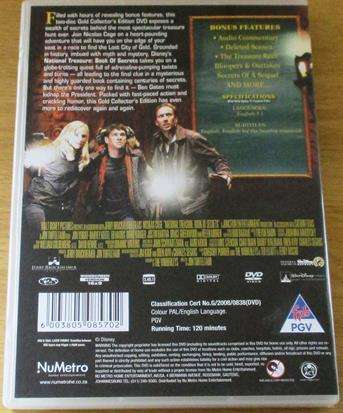 NATIONAL TREASURE 2 Book of Secrets Nicholas Cage DVD  [BBOX 11]