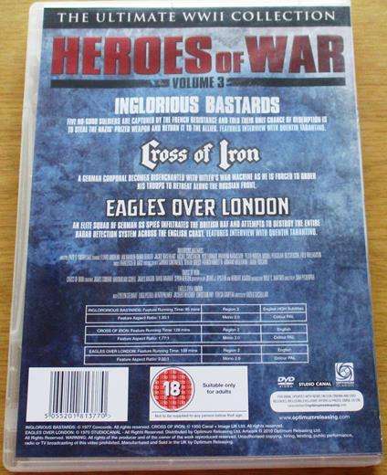 HEROES OF WAR Vol. 3 Inglorious Bastards / Cross of Iron / Eagles Over London 3xDVD [BBOX 2]