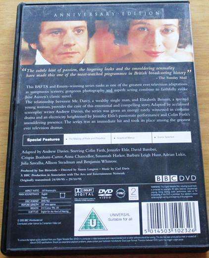 BBC DVD Jane Austen's PRIDE AND PREJUDICE Anniversary Edition 2xDVD [BBOX 2]