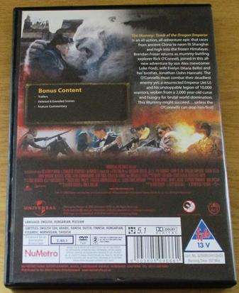 THE MUMMY Tomb of the Dragon Emperor Brendan Fraser Jet Li DVD  [BBOX 11]