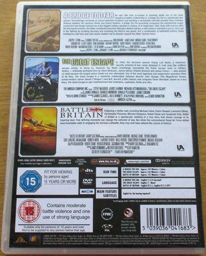 A BRIDGE TOO FAR + THE GREAT ESCAPE + BATTLE OF BRITAIN 3xDVD  [BBOX 2]