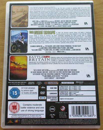 A BRIDGE TOO FAR + THE GREAT ESCAPE + BATTLE OF BRITAIN 3xDVD  [BBOX 2]