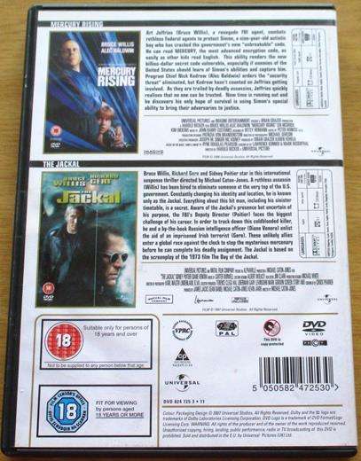MERCURY RISING / THE JACKAL Bruce Willis 2xDVD [BBOX 6]