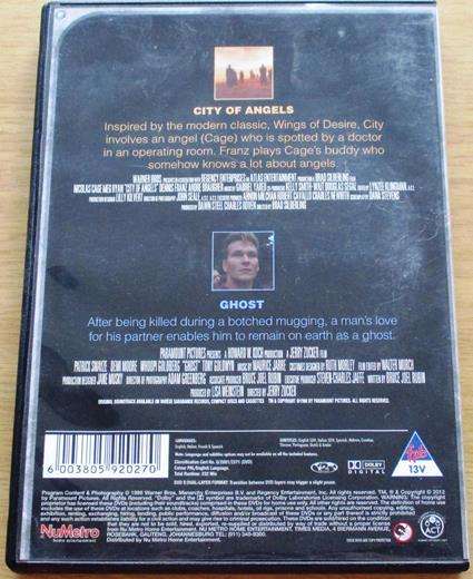 CITY OF ANGELS +  GHOST DVD [BBOX 6]