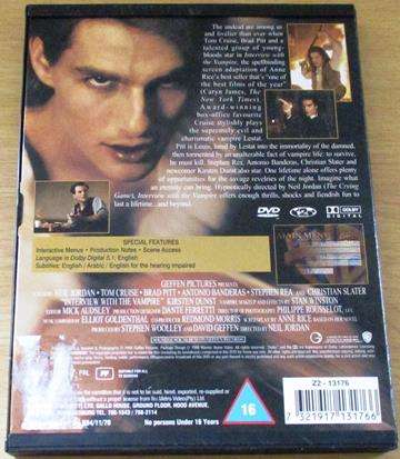 INTERVIEW WITH THE VAMPIRE Tom Cruise Brad Pitt DVD  [BBOX 6]