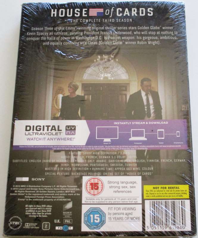 HOUSE OF CARDS The Complete Third Season Spacey DVD [BBOX 1]