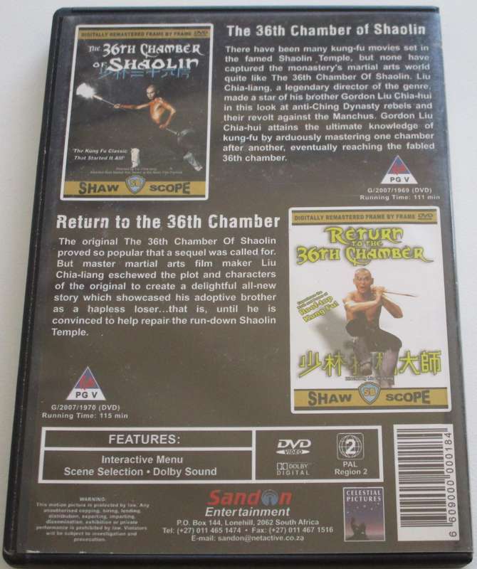 SHAW BROTHERS 36th Chamber of Shaolin + Return of the 36th Chamber 2xDVD [BBOX 1]