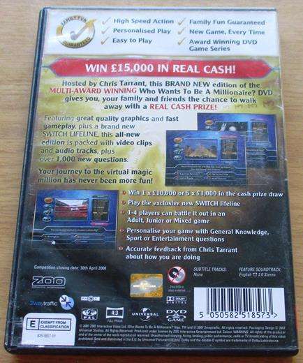 WHO WANTS TO BE A MILLIONAIRE QUIZ GAME DVD [BOX SET SHELF]