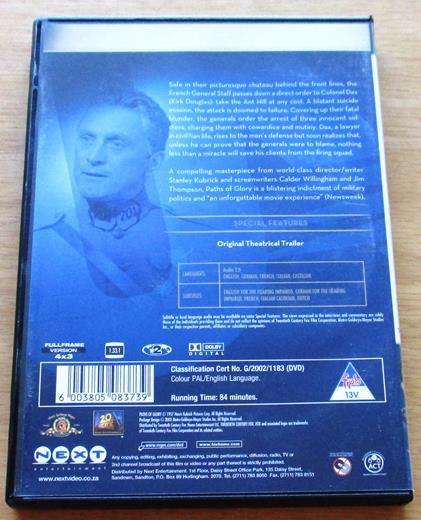 PATHS OF GLORY Kirk Douglas Directed by Stanley Kubrick DVD [BBOX 1]