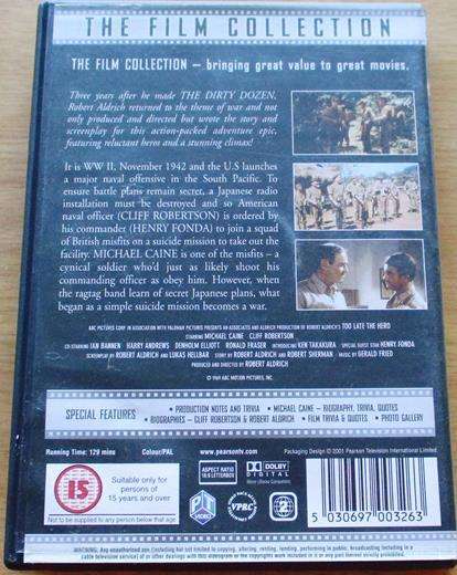 TOO LATE THE HERO Michael Caine Cliff Robertson DVD [BBOX 1]