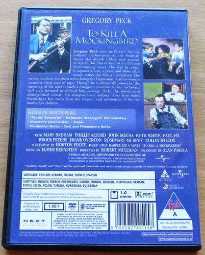 TO KILL A MOCKINGBIRD Gregory Peck DVD [BBOX 1]