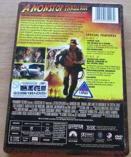 INDIANA JONES AND THE KINGDOM OF THE CRYSTAL SKULL Steelbook 2xDVD [BOX SET SHELF]
