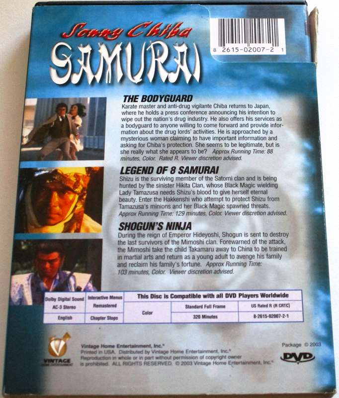 SONNY CHIBA SAMURAI Legend of a Samurai + 2 films DVD [BBOX 15]
